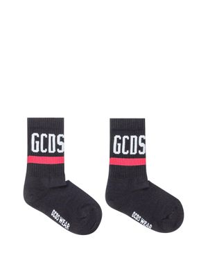 Gcds Comfortable Logo Socks With Bold Stripe - White