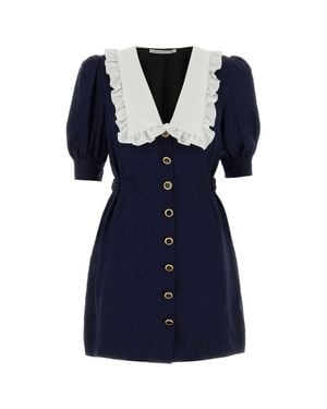 Alessandra Rich Silk Mini Dress - Blue