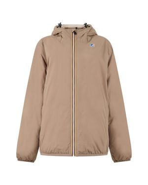 K-Way Waterproof Windproof Sherpa-Lined Hooded Zip Jacket - Natural