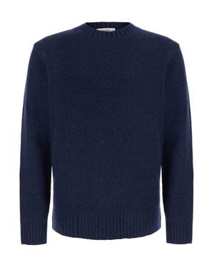 Kangra Crew Neck Rib-Trim Wool Blend Sweater - Blue