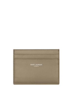 Saint Laurent Calf Leather Card Case - Gray