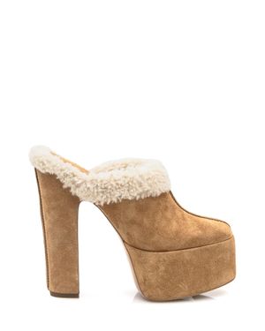 Paris Texas Winter Malena Sabot Heels - White