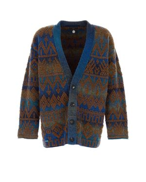 Alanui No Brand-Embroidered Oversize Western Beat Cardigan - Blue