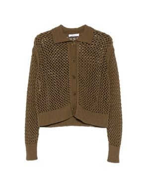 Max Mara Cotton Cord Cardigan With Shirt Collar And Low-Cut Sleeves - Green