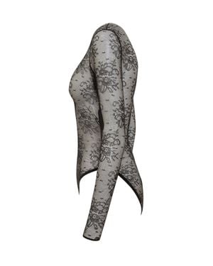 Dolce & Gabbana Elegant Lace Bodysuit - Gray
