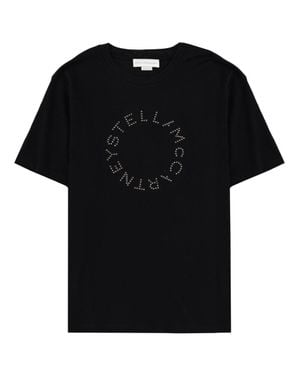 Stella McCartney T-Shirt With Logo Cotton T-Shirts - Black