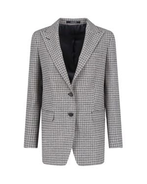 Tagliatore Tailored Houndstooth Blazer Jacket - Gray