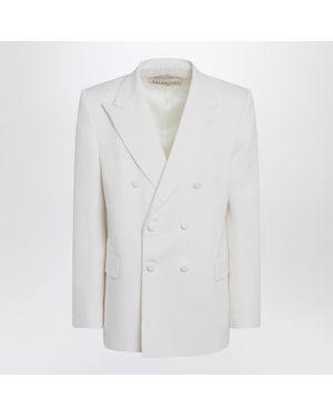 Valentino Garavani Double-Breasted Wool Jacket With Tailored Structure - White