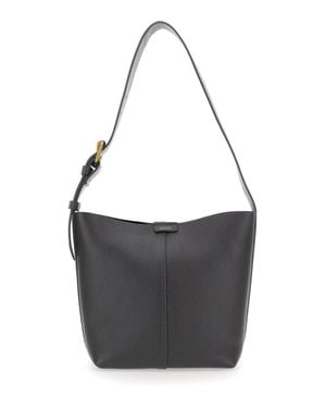 Soeur Mini Leather Handbag With Zip Closure & Adjustable Shoulder Strap - Black