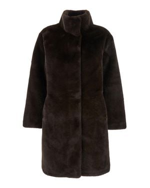 Apparis High-Collar Eco-Fur Jacket With Long Sleeves For - Black
