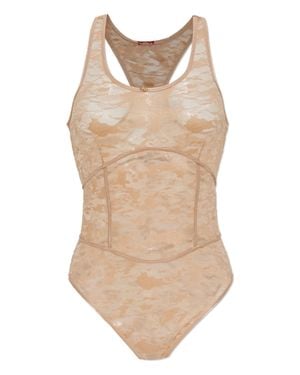 DIESEL Crew Neck Oval D-Logo Bodysuit - Natural