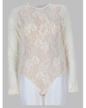 Zimmermann Floral Lace Long Sleeve Bodysuit - White