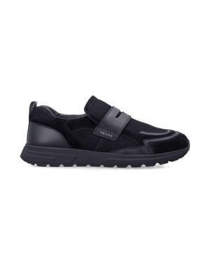 Prada Prax Mesh And Leather Loafers - Blue