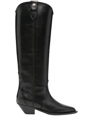 Via Roma 15 Calf Leather Boots - Black