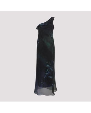 Giorgio Armani One-Shoulder Silk Long Dress - Black