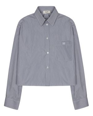 Celine Cropped Triomphe Chemise Top - Gray