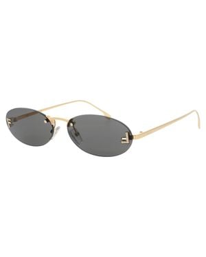 Fendi Oval Metal Sunglasses With Crystal Accent - Black