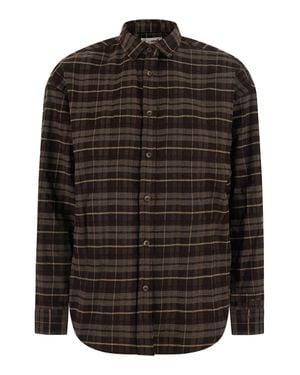 MC2 Saint Barth Gigy Flannel Tartan Button-Front Shirt With Logo Patch - Black