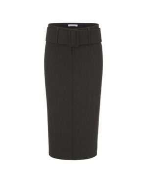 Patrizia Pepe Fitted Midi Pencil Skirt With High Waist And Front Slit - Black