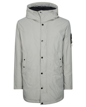 Stone Island Long Puffer Jacket With Rds-Down - Gray