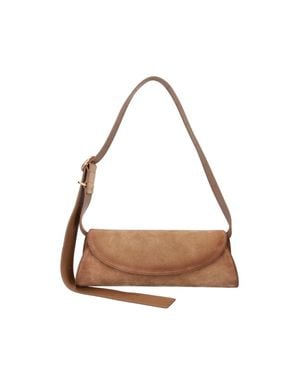 Jil Sander Suede Shoulder Bag With Flap - White