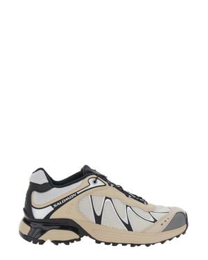 Salomon Tech Fabric Drawstring Sneaker With Side Logo And Chunky Rubber Sole - Natural