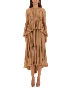 Zimmermann Round Neck Midi Dress - Brown