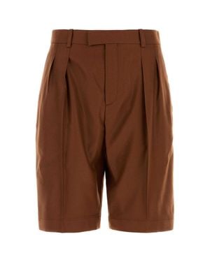 Saint Laurent Caramel Cashmere Bermuda Shorts - Brown