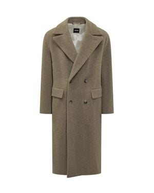 BOSS Double Breasted Wool Blend Jacket - Natural