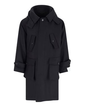 Caruso Hooded Mid-Length Overcoat - Blue