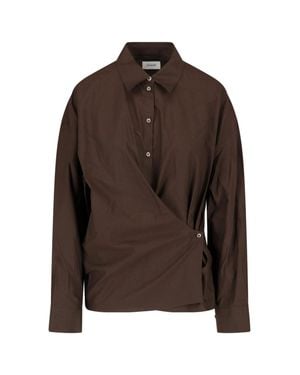 Lemaire Wrap Front Button-Up Shirt - Brown