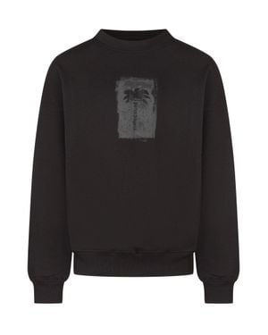 Palm Angels Brushed Palm Crewneck Sweatshirt - Black