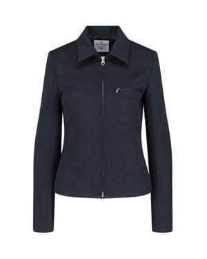 Courreges Sleek Tailored Polyester-Blend Jacket With Cupro Lining - Blue
