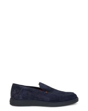 Santoni Suede Slip-On Loafers - Blue