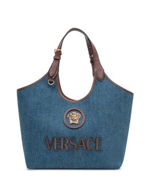 Versace Vintage Bowling Tote Bag - Blue