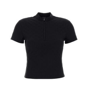 Gucci Gg Jacquard Jersey Tshirt With Half Zip - Black