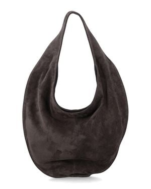 Maeden Suede Leather Market Tote - Black