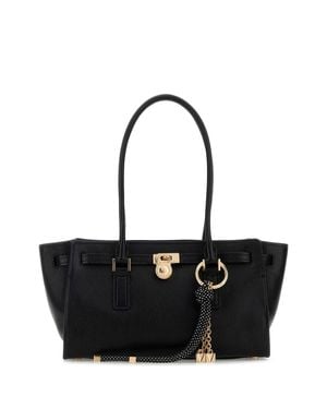 MICHAEL Michael Kors 33 Cm Leather Hamilton Shopping Handbag With 22 Cm Handle - Black