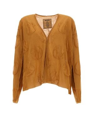 Uma Wang Textured V Neck Cardigan - Brown