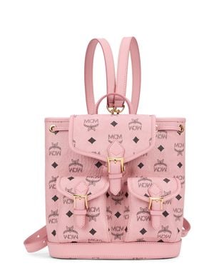 MCM Mini Monogram Synthetic Leather Backpack - Pink