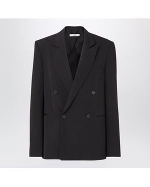 Fendi Double-Breasted Virgin Wool Blazer With Pointed Lapels - Black