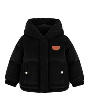 Chloé Girls' Padded Hooded Mini Jacket With Logo Patch - Black