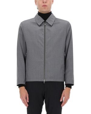 BOSS Hanry Wing Zip-Up Wool Blend Jacket - Gray