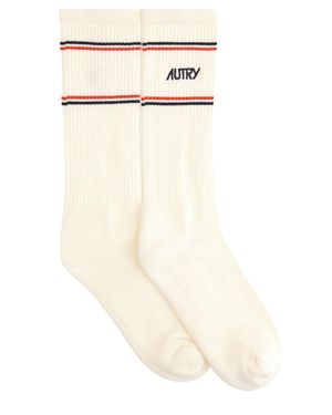 Autry X Maison Kitsune Socks With Logo - White