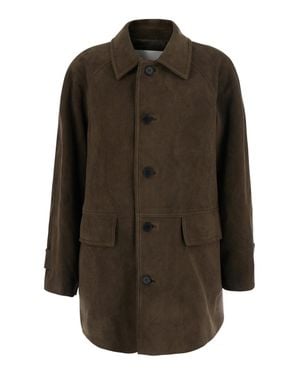 DUNST Tech Fabric Lily Alter-Suede Half Jacket With Zip Front - Green