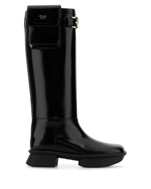 Prada Leather Boots - Black
