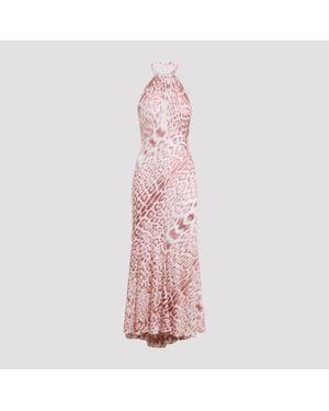 Roberto Cavalli Viscose Midi Dress With Stretch Elastane - Pink