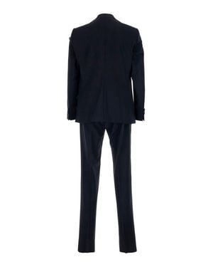 Le Plain Regular Fit Single-Breasted Suit With Peak Revers Lapels - Blue