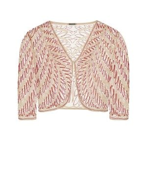 Bode Embellished Mesh Rita Cardigan - Pink
