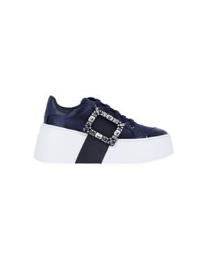 Roger Vivier Crystal Buckle Platform Sneakers - Blue